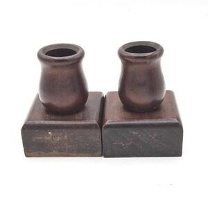 Vintage Price Import JAPAN Wooden Miniature Candleholders (Pair)